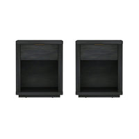 Manhattan Comfort Evelyn 20" Modern 1-Drawer Nightstand 2-Piece Set - Charcoal Grey-Modern Nightstand for Bedroom and Living Room Use. Set of 2