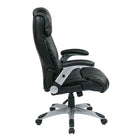 Work Smart Executive Bonded Leather Chair with Adjustable Padded Flip Arm, Black-One Touch Pneumatic Seat Height Adjustment