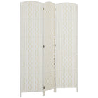 HOMCOM 3 Panels Hand-Woven Freestanding Room Divider for Home Office - White-Great for creating a personal space or dividing up large rooms
