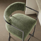 Modway Huron Curved Back Fabric and Metal Counter Stool - Silver Leaf-Padded Seat and Backrest