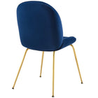 Modway Scoop Gold Stainless Steel Leg Performance Velvet Dining Chair - Navy-Assembly Required