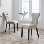 Modway Silhouette Performance Velvet Dining Chairs - Light Grey - 2 Pack-Dense Foam Padding for Comfort