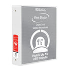 BAZIC Products 1.5" 3-Ring View Binder with 2 Pockets - White - 6 Pack-Clear View Cover on front, back & side