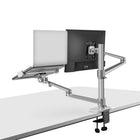 ShoppingAll 2-in-1 Monitor & Laptop or Dual Monitor Arm for 15-32" Monitors & 12-17" Laptop - Silver-This fully adjustable desk mount can be fixed by C-clamp or grommet installation on any working surface