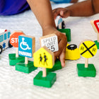 Melissa & Doug 15-Piece Wooden Vehicles and Traffic Signs Set-All pieces store in a compartmentalized wooden box