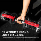 MotionGrey Adjustable Dumbbells Set with 15 Settings - 5 - 52.5 lb-Compact, Space-Saving Design: Replaces 15 individual dumbbells in one unit, keeping your workout area neat and organized.