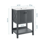 Modway Steam 24" Bathroom Vanity - Grey/White-Soft-Close Doors