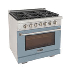 Kucht 36" KFX-X Series Pro Style Propane Gas Range - Stainless Steel/Light Blue-Liquid propane convertible