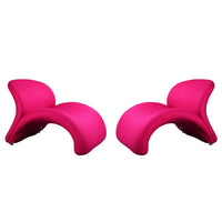 Manhattan Comfort Rosebud 30.3" Modern Wool Blend Upholstered Accent Chair - Fuchsia - 2 Pack-Modern Abstract Lounge Accent Chair Perfect for Pop Living Room Usage. Set of 2