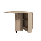 HOMCOM Drop Leaf Folding Dining Table with 2-Tier Shelves & Rolling Casters for 2-4 - Natural Wood-Drop leaf design