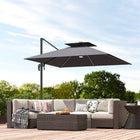 Outsunny 8' Cantilever Patio Umbrella with Solar Powered LED Lights-Side crank handle allows quick opening and closing