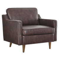 Modway Impart Genuine Leather Armchair - Brown-Modern Armchair