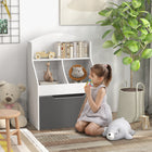 Qaba 3 Tier Kids Bookshelf with Drawer, 2 Storage Compartment - White-Drawer on wheels ensures easy access and Maneuverability
