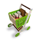 Janod Green Market Wooden Play Shopping Trolley-Sturdy design with easy-to-grip wooden handle.
