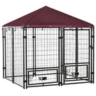 PawHut Outdoor Dog Kennel - 4.6' x 4.6' x 5' - Red-8 solid wire sheets and metal frame enhance stability and ensure a daily use 