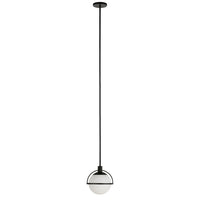 Hudson&Canal Cieonna 9.38" Wide Pendant with Glass Shade - Blackened Bronze/White Milk-Glam design for your entryway, foyer, or kitchen