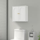 HOMCOM Bathroom Wall Cabinet with 2 Arched Doors and Gold Handles - White Wood Grain-Wall-mounted design saves floor area for space-saving