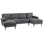 HOMCOM U Shape Sofa with Double Chaise Lounge for Living Room - Dark Grey-U-shaped design with double chaise fits large rooms