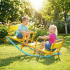 Qaba 2 in 1 Metal Teeter Totter, with Back & Easy-Grip Handles - Yellow-Ergonomic seats and easy-grip handrails provide maximum comfort and safety for kids