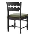 Modway Jax Oak Wood Dining Chair With Wavy Razor Back and Cushion - Black Sage-Sturdy Side Stretchers