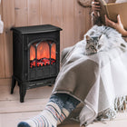 HOMCOM Freestanding Electric Fireplace Heater with LED Flame - Black-Two heating modes of 750W and 1500W can meet every heat demand 
