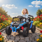 Qaba 12V Kids Ride On Truck with Dual Motors - Blue-Rear shock absorbers and large wheels provide a comfortable ride

