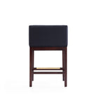 Manhattan Comfort Kingsley 21" Mid-Century Modern Faux Leather Upholstered Counter Stool - Black and Dark Walnut-Seat Height: "