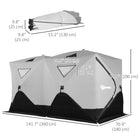 Outsunny 8-Person Insulated Ice Fishing Tent - Pop-up - for -22℉ - Grey-Zippered doors for you to enter the tent easily and freely      
