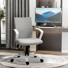 Vinsetto Mid Back Linen Swivel Computer Chair - Light Grey-Linen-touch fabric is breathable and comfortable