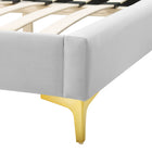 Modway Sunny Performance Velvet Full Bed - Light Grey-Gold Metal Legs With Non-Marking Caps