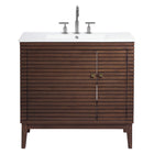 Modway Ledger 36" Bathroom Vanity - Walnut/White-Mid-Century Modern Bathroom Vanity