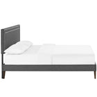 Modway Virginia Fabric Full Platform Bed with Squared Tapered Legs - Grey-Center Rail with Support Two Legs