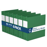 Davis Group Premium Economy Binder - Round Ring - 3" - Green - 6 Pack-3 Ring Binder