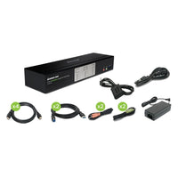 IOGEAR 2-Port 4K Dual View DisplayPort Matrix KVM Switch-Dual View Console controls two computers and additional two USB 3.0 peripherals