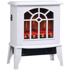 HOMCOM 18" Portable Electric Fireplace Stove with Overheat Protection - White-Tempered glass offers a brilliant esthetic and effective heat insulation
