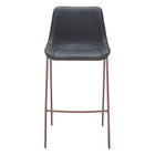 Zuo Magnus Barstool - Black/Walnut - Set of 2-Plush and durable faux leather fabric