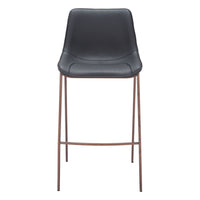 Zuo Magnus Barstool - Black/Walnut - Set of 2-Plush and durable faux leather fabric