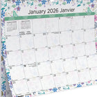 Blueline 2026 Monthly Wall Calendar - 15" x 12" - Wildflowers - Bilingual-Yearly calendar at the bottom of each sheet 