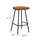 Modway Concord Backless Wood Counter Stools - Walnut - Set of 2-Contoured Seat