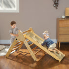 Qaba 3 in 1 Pikler Triangle Set with Ramp - Nature Wood-Constructed from pinewood multilayer board with a smooth surface for safety 