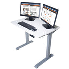 Victor Height Adjustable Compact Full Electric Standing Desk - 3' Wide - White-Work surface is made up of durable 3/4” chipboard and is thick enough to support a clampable monitor arm for a proper ergonomic position