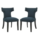 Modway Curve Fabric Dining Side Chair - Azure - 2 Pack-Solid Wood Frame