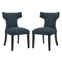 Modway Curve Fabric Dining Side Chair - Azure - 2 Pack-Solid Wood Frame