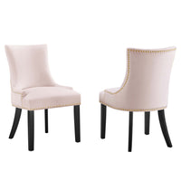 Modway Marquis Performance Velvet Dining Chairs - Pink - 2 Pack-Solid Wood Frame