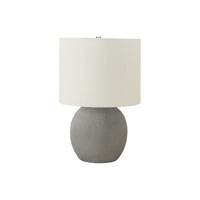 Monarch Specialties 20" H Contemporary Table Lamp - Grey Concrete / Ivory / Cream Shade-Illuminate your living room, home office, or bedroom with this globe shaped 20"h table lamp, in a textured grey concrete finish at the base and topped with a chic ivory linen drum shade for a contemporary appeal
