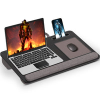 ShoppingAll Lap Desk with Pillow Cushion - Fits up to 17 Inch Laptop - Black-Comfortable & Secure Design – The built-in wrist pad prevents your laptop from slipping, while the dual bolster cushions underneath offer excellent lap support and extra comfort during long work sessions.