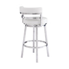 Armen Living Madrid 26" Counter Height Swivel Bar Stool in White Faux Leather & Brushed Stainless Steel-4