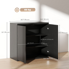 HOMCOM 30.7" Fluted Sideboard Buffet Cabinet with Push-to-Open Door - Distressed Black Grey - Set of 2-Adjustable shelves offer versatile storage for various items