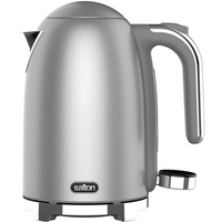 Salton NuRetro Digital 1.7 L Kettle - Metallic Silver-1.7L/ 7-Cup capacity, perfect for multiple servings or filling a French press in one boil. 
