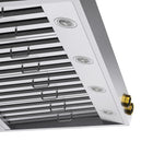 KUCHT KRH480-GL-C 48" 1200 CFM Wall Mounted Range Hood with Digital Controls - Stainless Steel/Gold-2x 8 in. round ducts vent for better ventilation performance and efficiency
